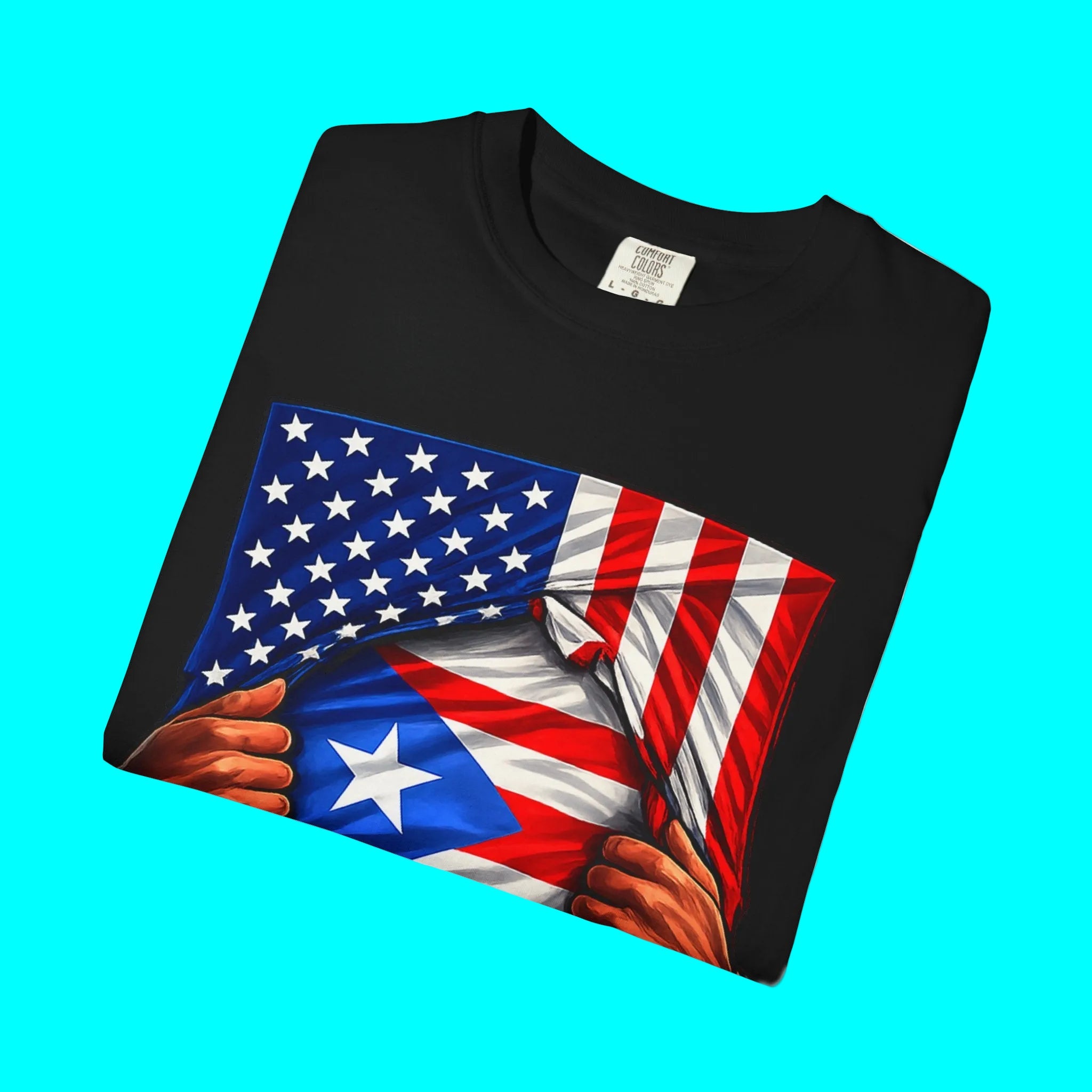 Puerto Rico Flag + USA Flag Pride T-shirt | Puerto Rican + American Pride 4th Of July | Funny Viral Latino Tees | Unisex - 4 Colors