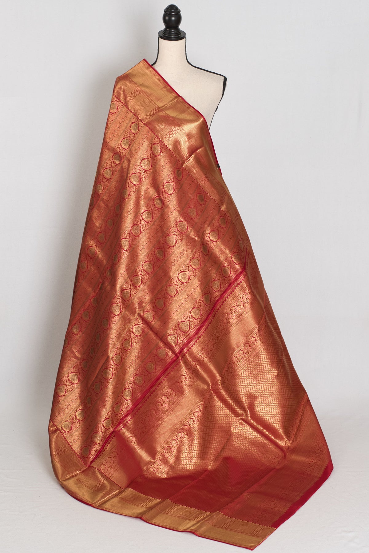 Brinda : Dark Red & Gold Bridal Kanjivaram Brocade Saree | Silk Mark Certified