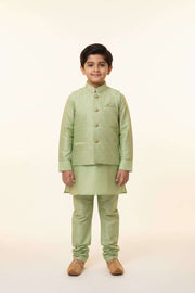 Pista green kurta with jacket