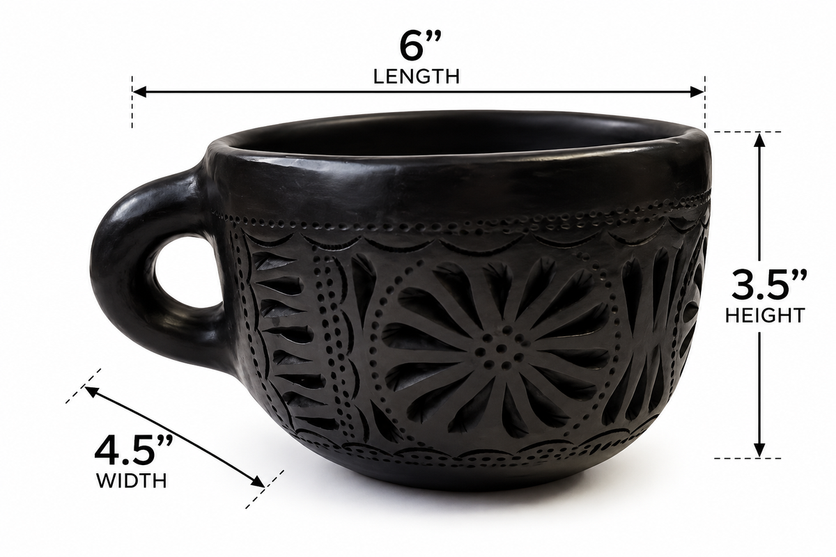 Oaxaca Black Clay Mugs - Taza Barro Negro