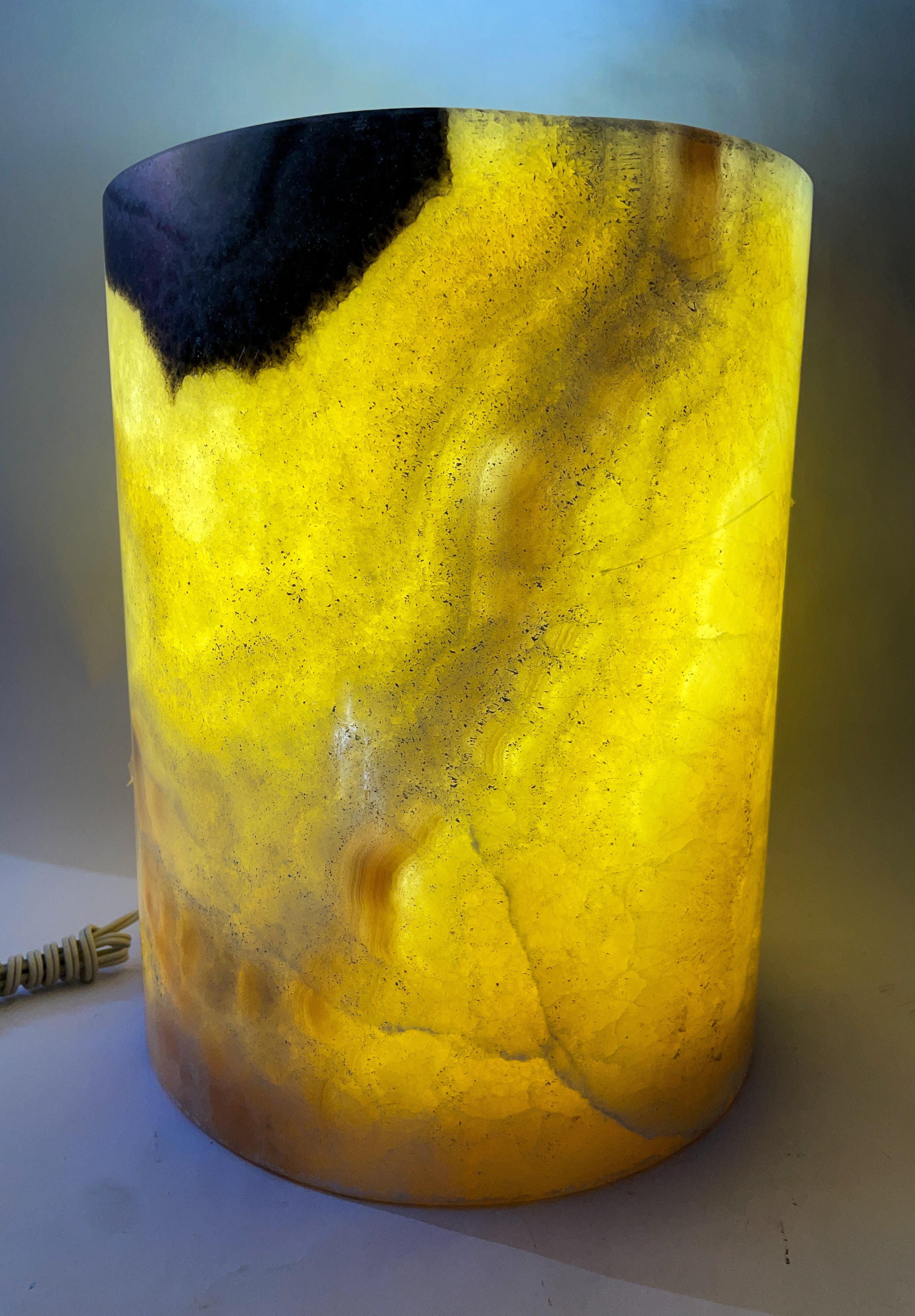 Ivory Onyx Marble Lamp Cylindrical - Lampara Marmol