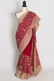 Vibah | Maroon Georgette Heavy Bridal Saree| Festive & Karwa Chauth Edition