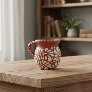 Terracotta Jarrito Mug | Handmade Mexican Relief Pottery Cup