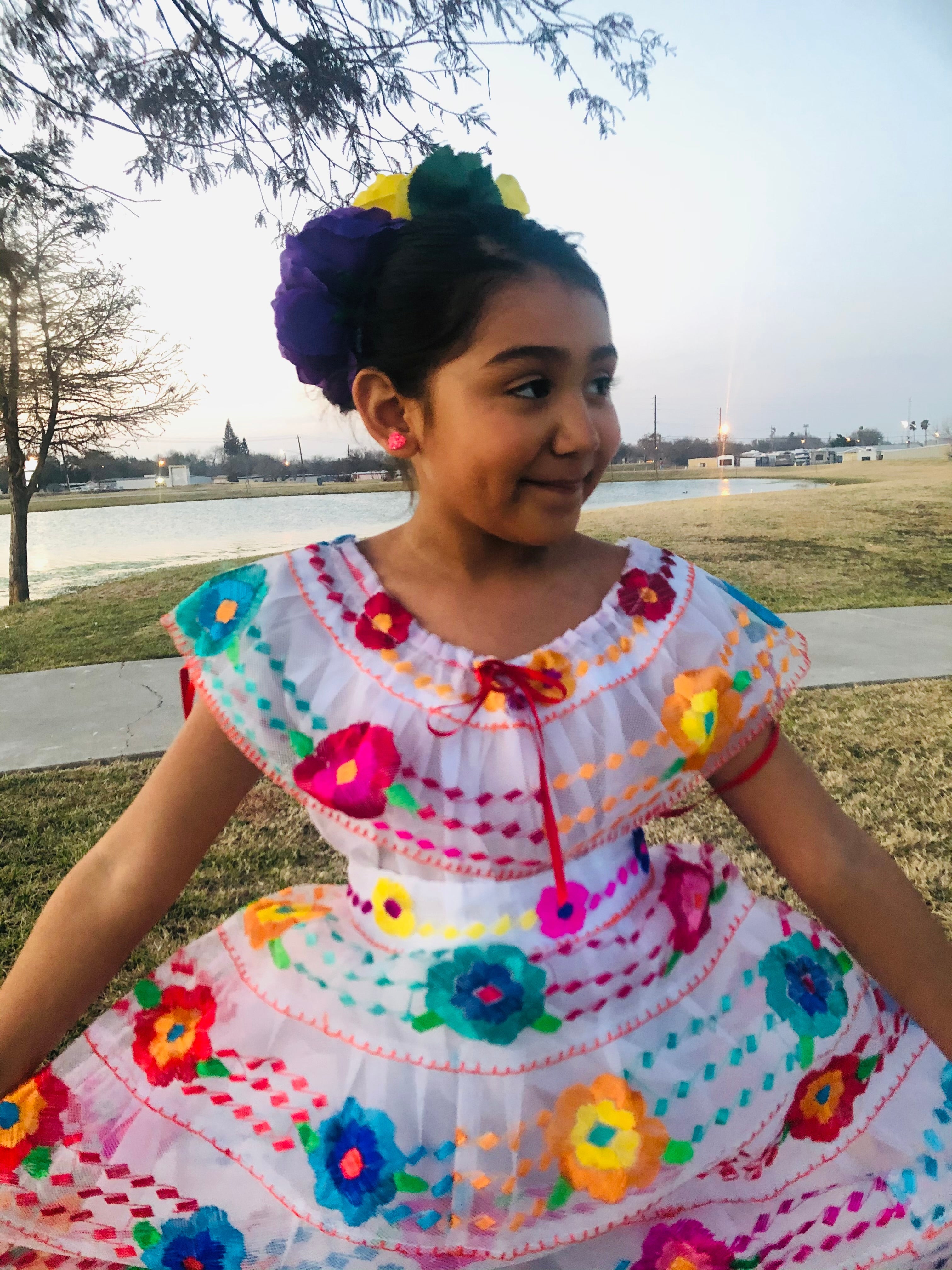 Mexican Chiapaneca Dress for Girls White