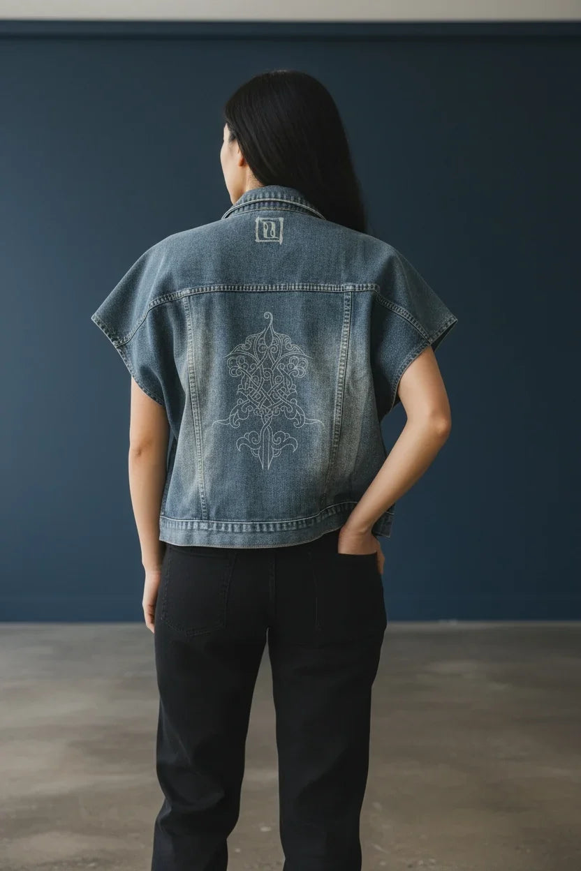 Sleeveless Loose Denim Jacket