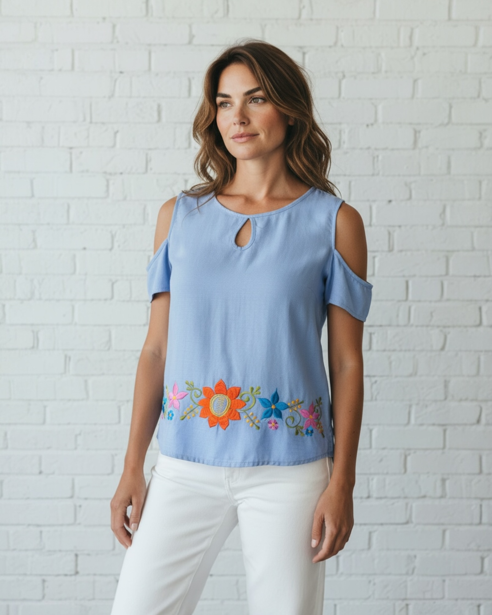 Merida Cold Shoulder Blue Top