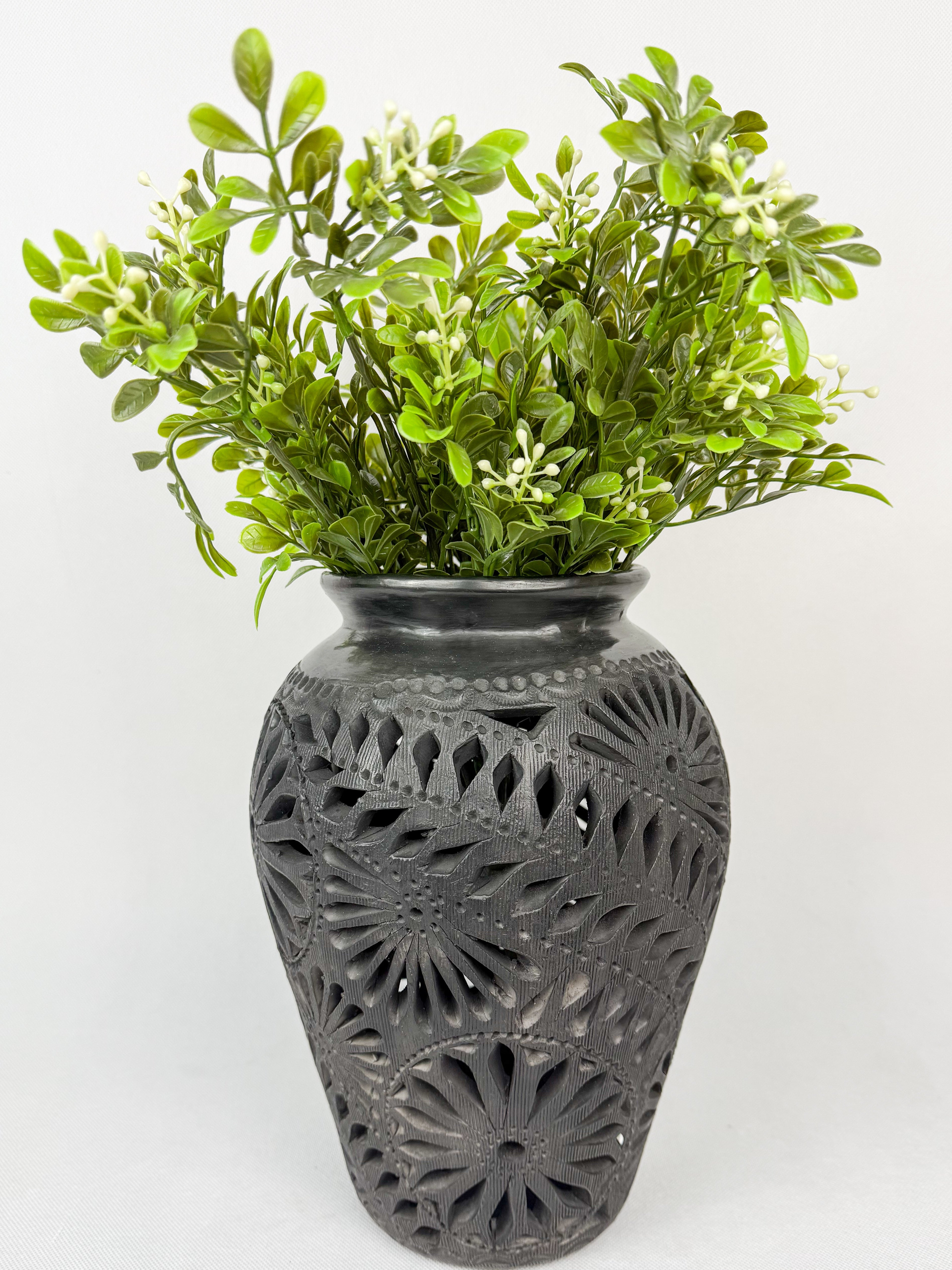 Oaxaca Black Clay Tall Vase - Barro Negro Jarron