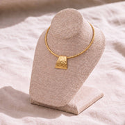 Addis Hammered Choker Necklace with a Rectangular Pendant