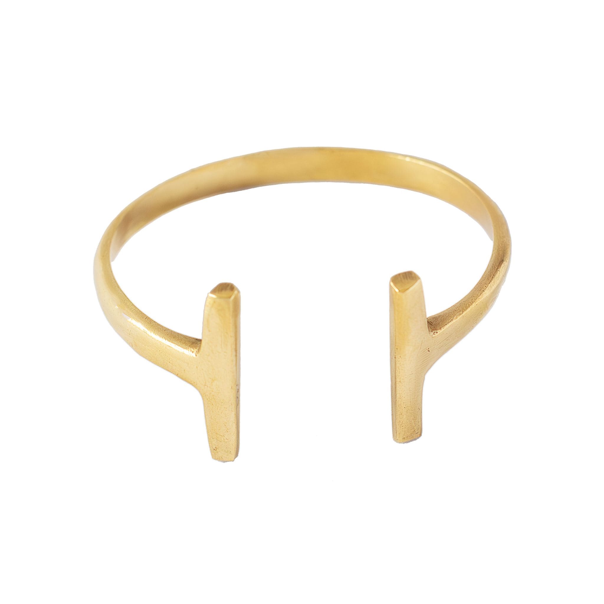 Double T Wrap Around Cuff Bracelet in Brass - Simba
