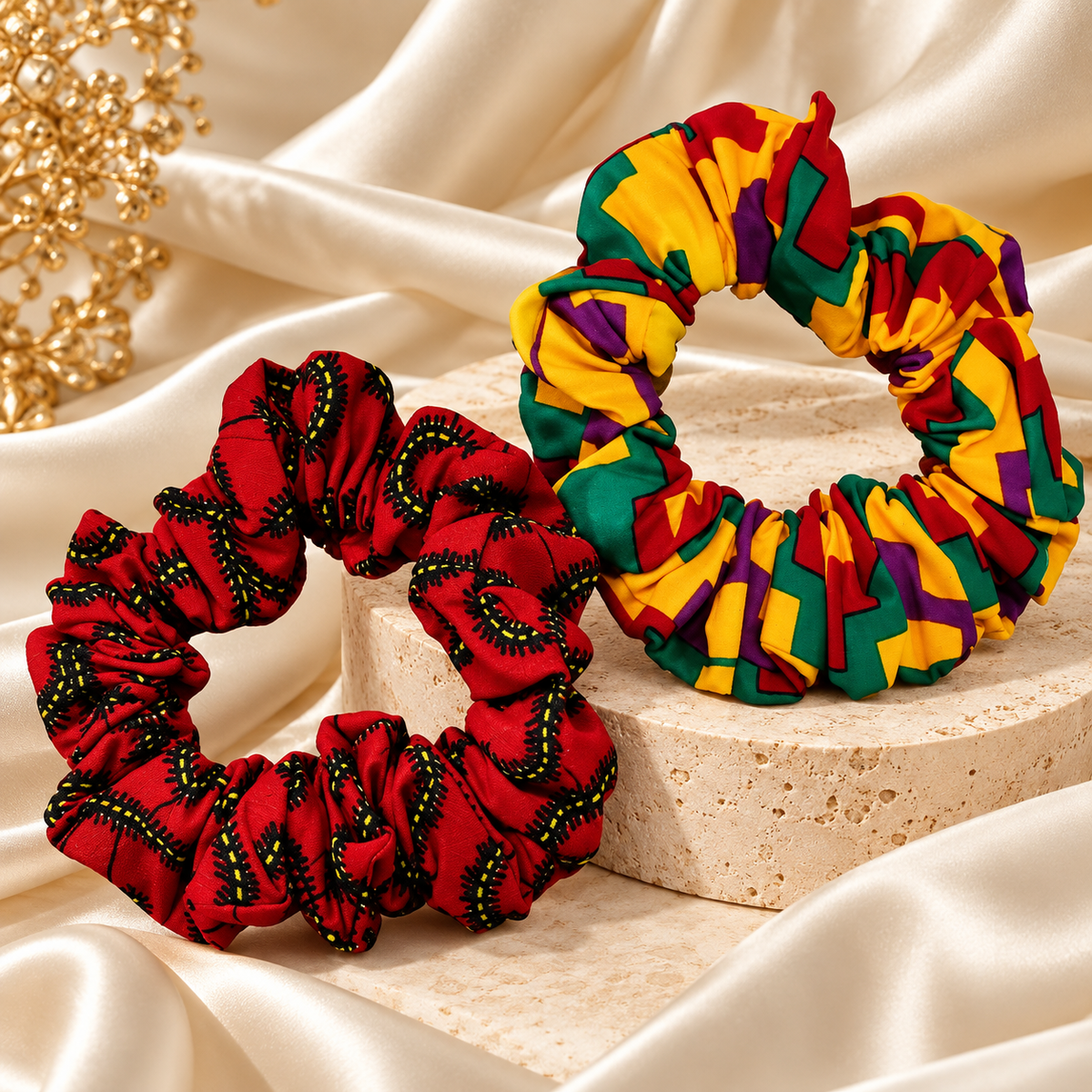 African Print Hair Scrunchies