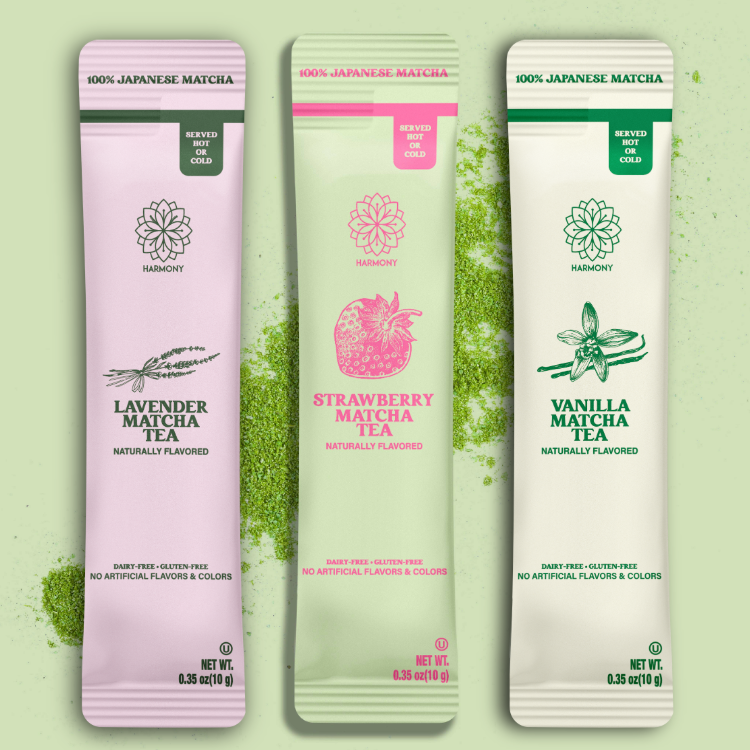 Matcha Combo Variety Pack – Lavender, Strawberry & Vanilla – Premium Shade-Grown Japanese Matcha, Sweetened with Organic Sugar, 30 Single Stick Packs