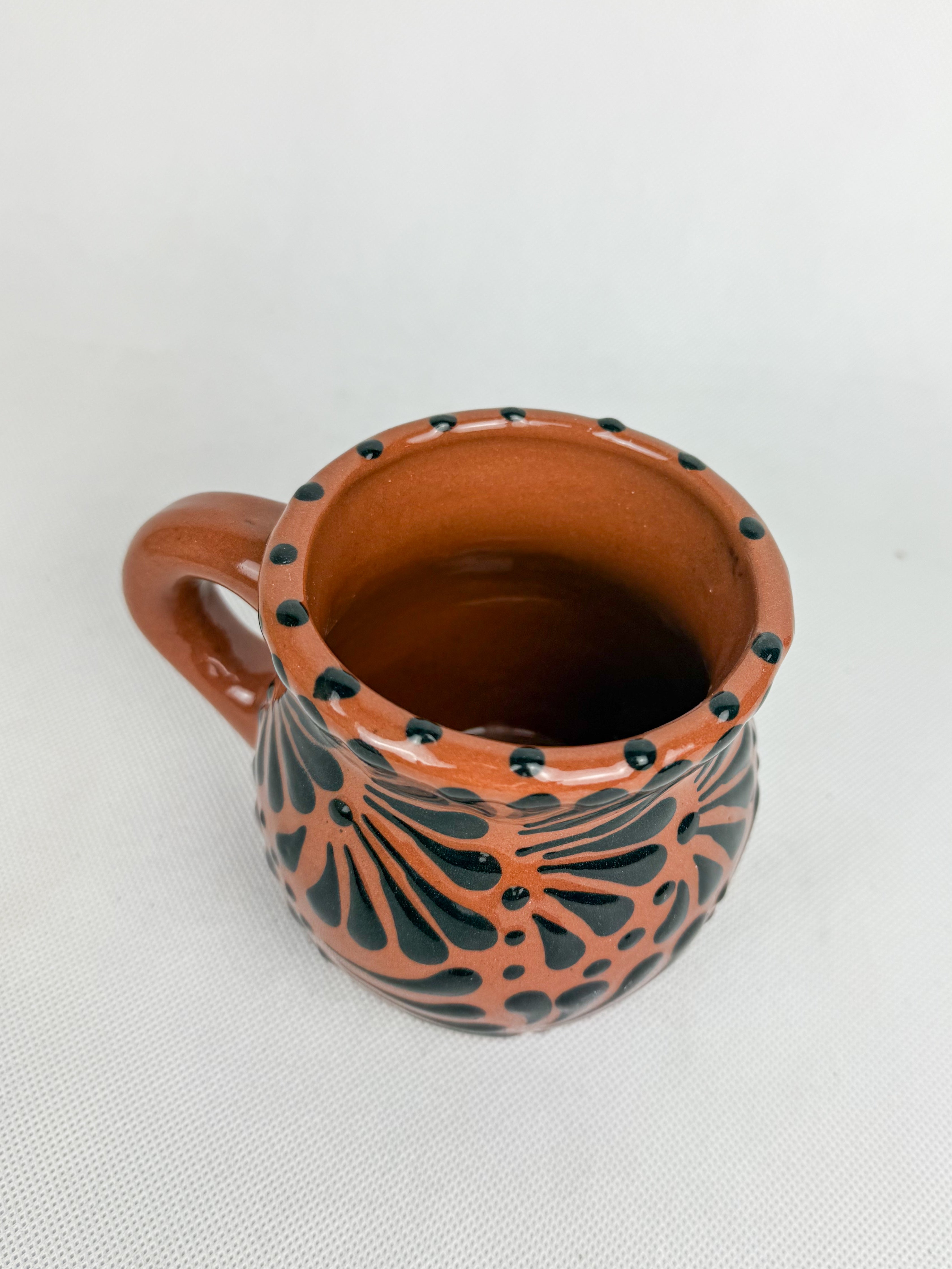 Mexican Talavera Style Mug Set Brown- Jarritos Tazas Engobe Cafe