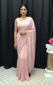 Pink sequin saree
