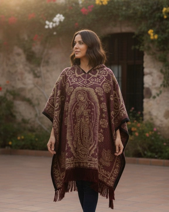 Unisex Mexican Poncho Guadalupe