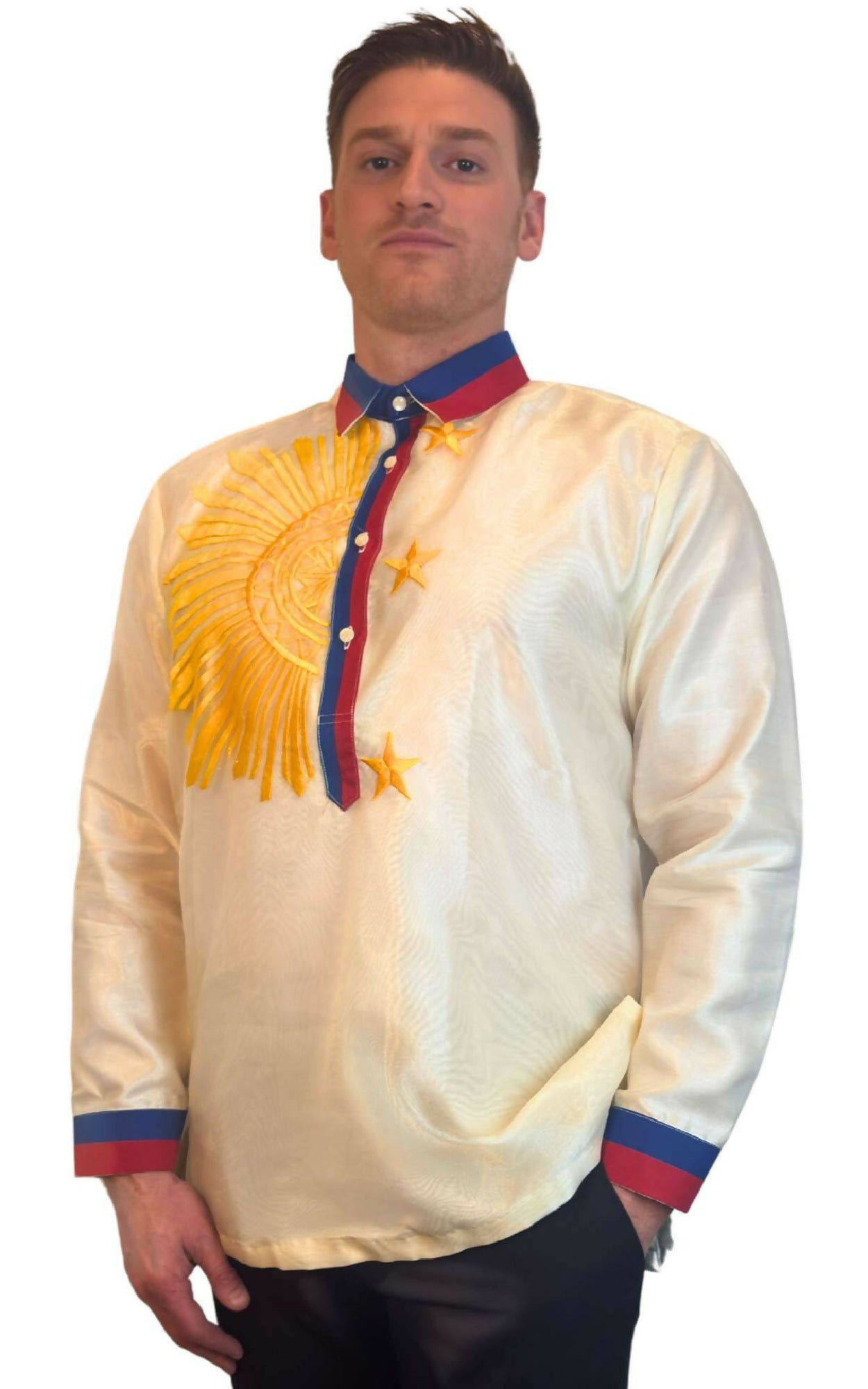 Sinag Barong Tagalog - Philippine Flag-Inspired Embroidery