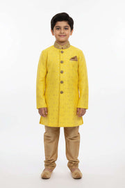 Yellow Sherwani set for kids