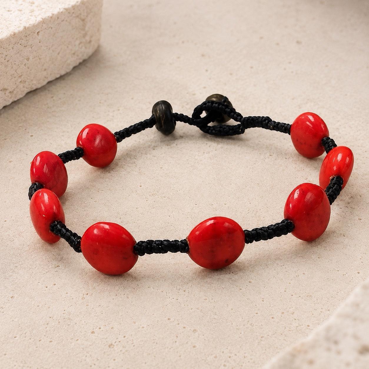 Knotted Circle Bead Adjustable Bracelet - Thailand