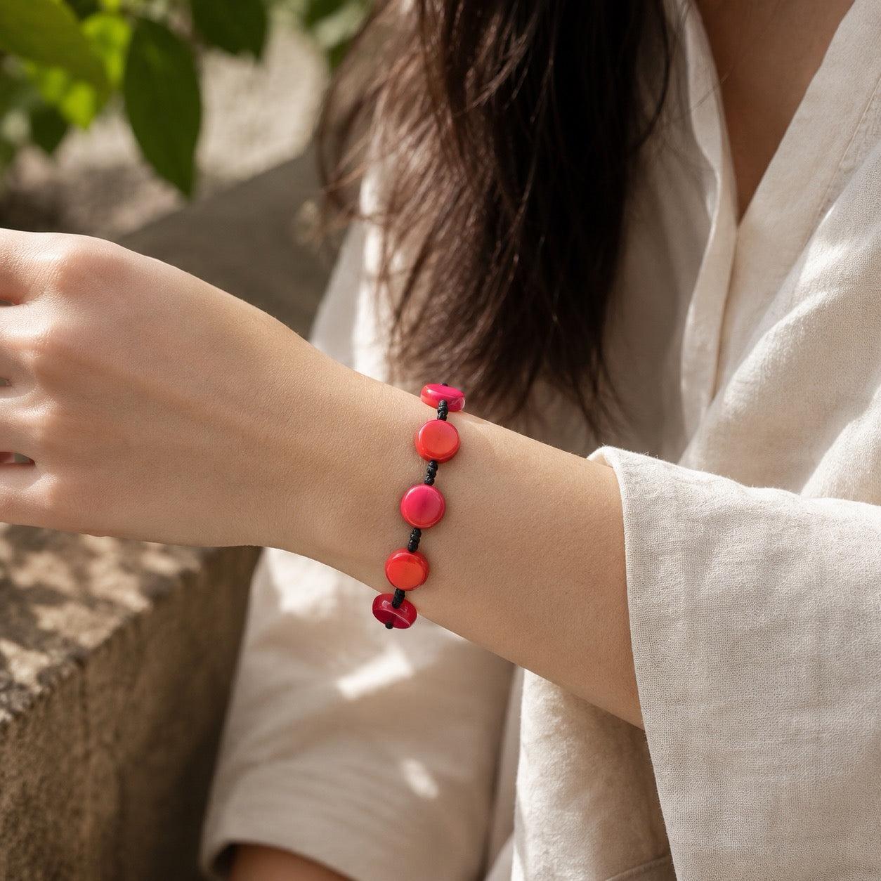 Knotted Circle Bead Adjustable Bracelet - Thailand