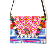 Pink Vintage Hmong Convertible Envelope Clutch | Purse - Thailand