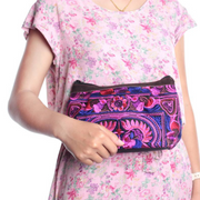 Happy Birds Pink Embroidered Cosmetic Bag - Thailand