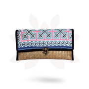 Boho Rattan Clutch with Vintage Embroidery - Thailand