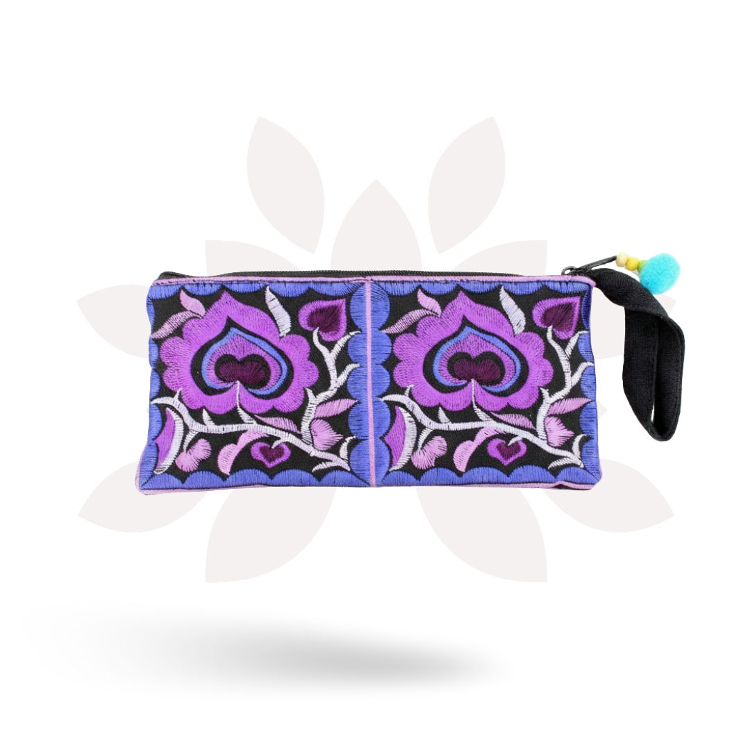 Hmong Embroidered Rectangle Small Wristlet Assorted - Thailand