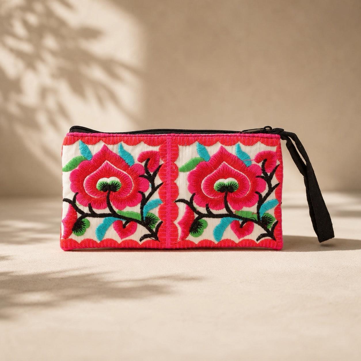 Hmong Embroidered Rectangle Small Wristlet Assorted - Thailand