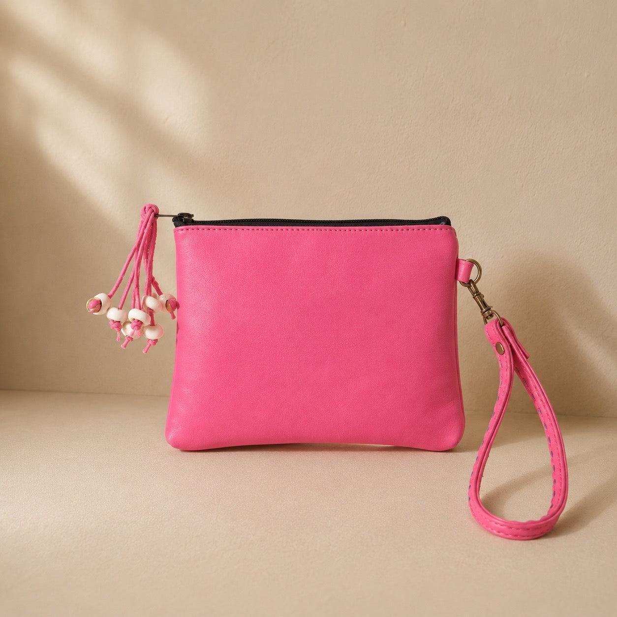 Shelly Vintage Textile Embroidered Unique Leather Wristlet - Thailand