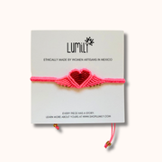 Macrame Woven Heart Wings Pull String Bracelet - Mexico