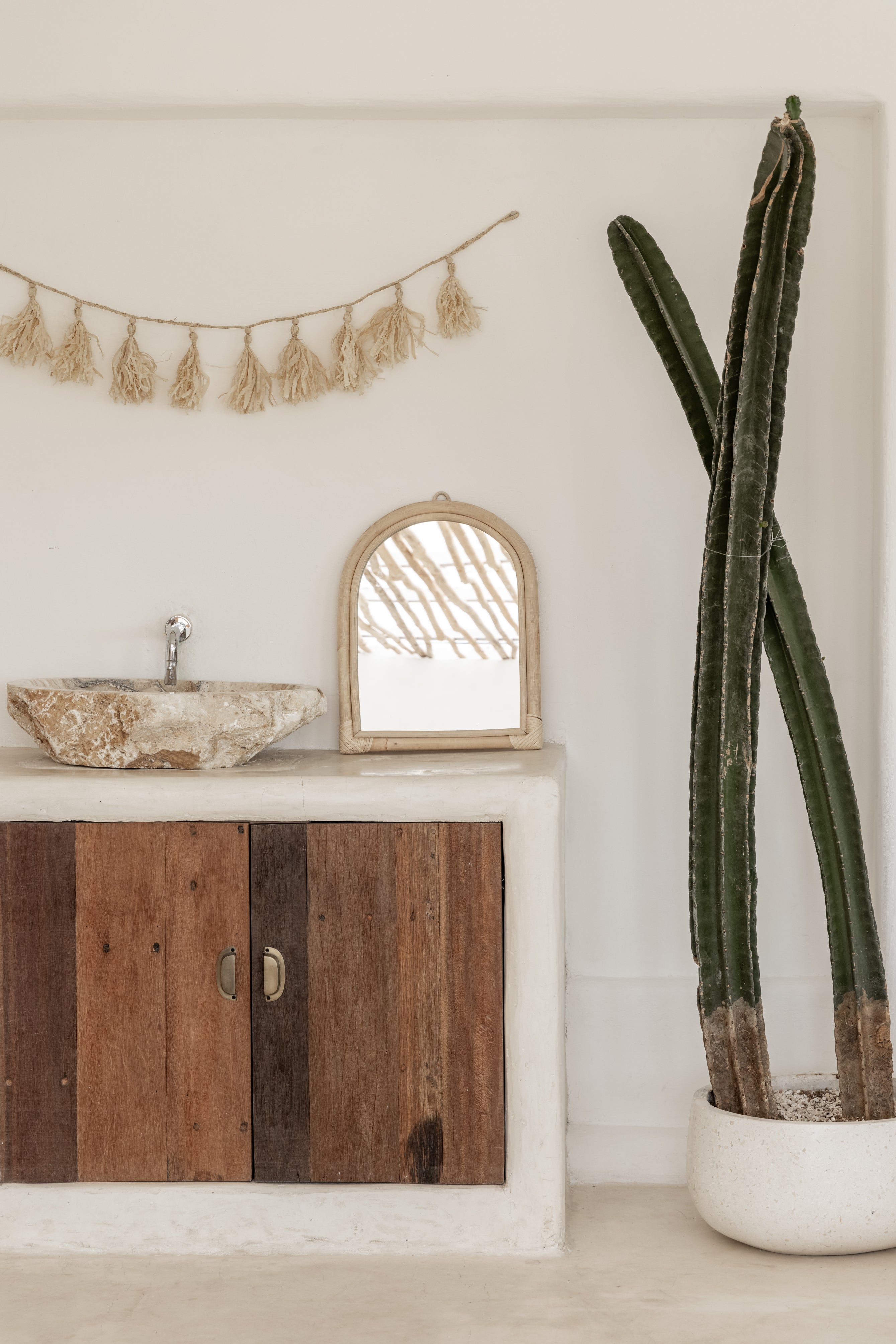 Arch Rattan Mirror