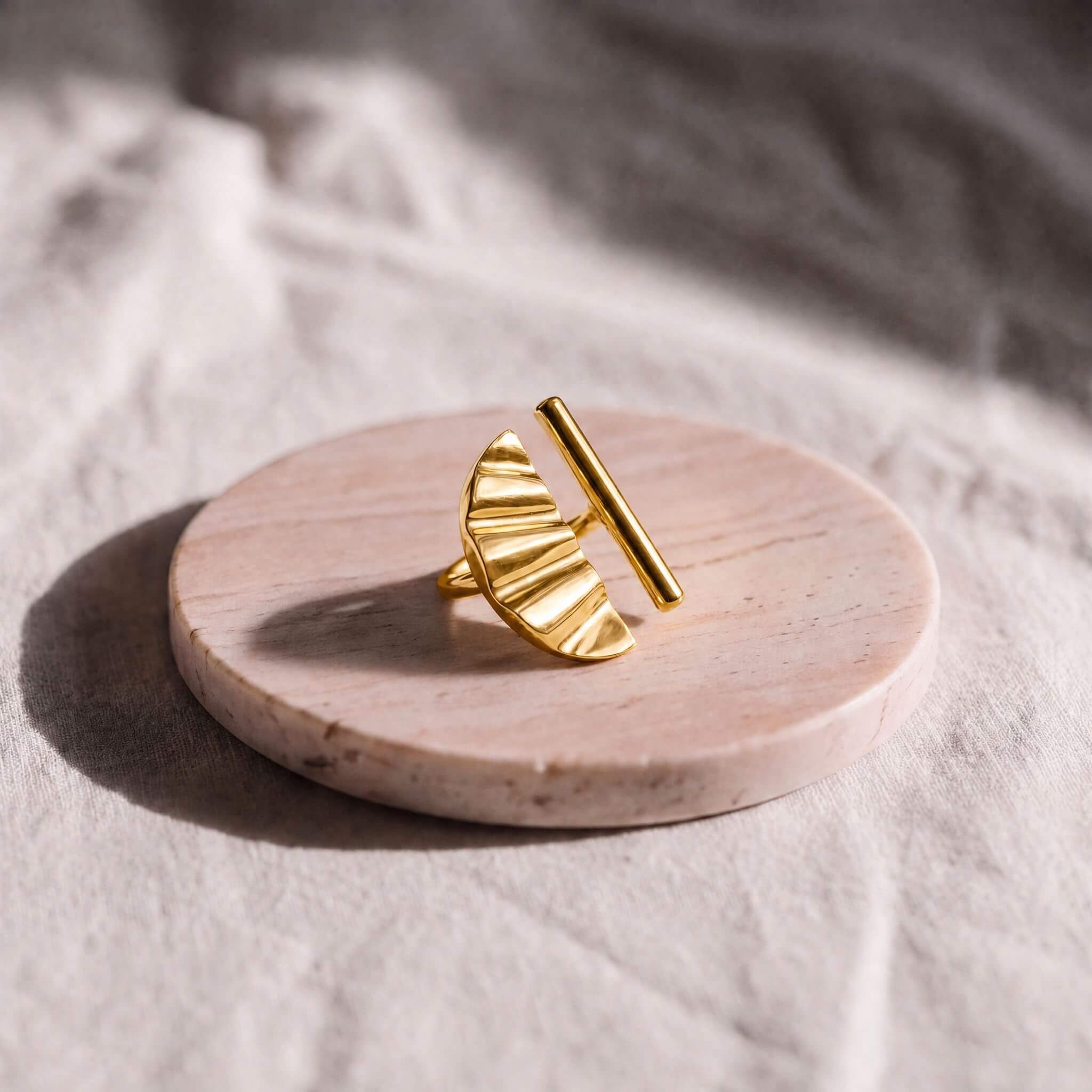 Nika Bar and Semicircle Adjustable Ring for Women