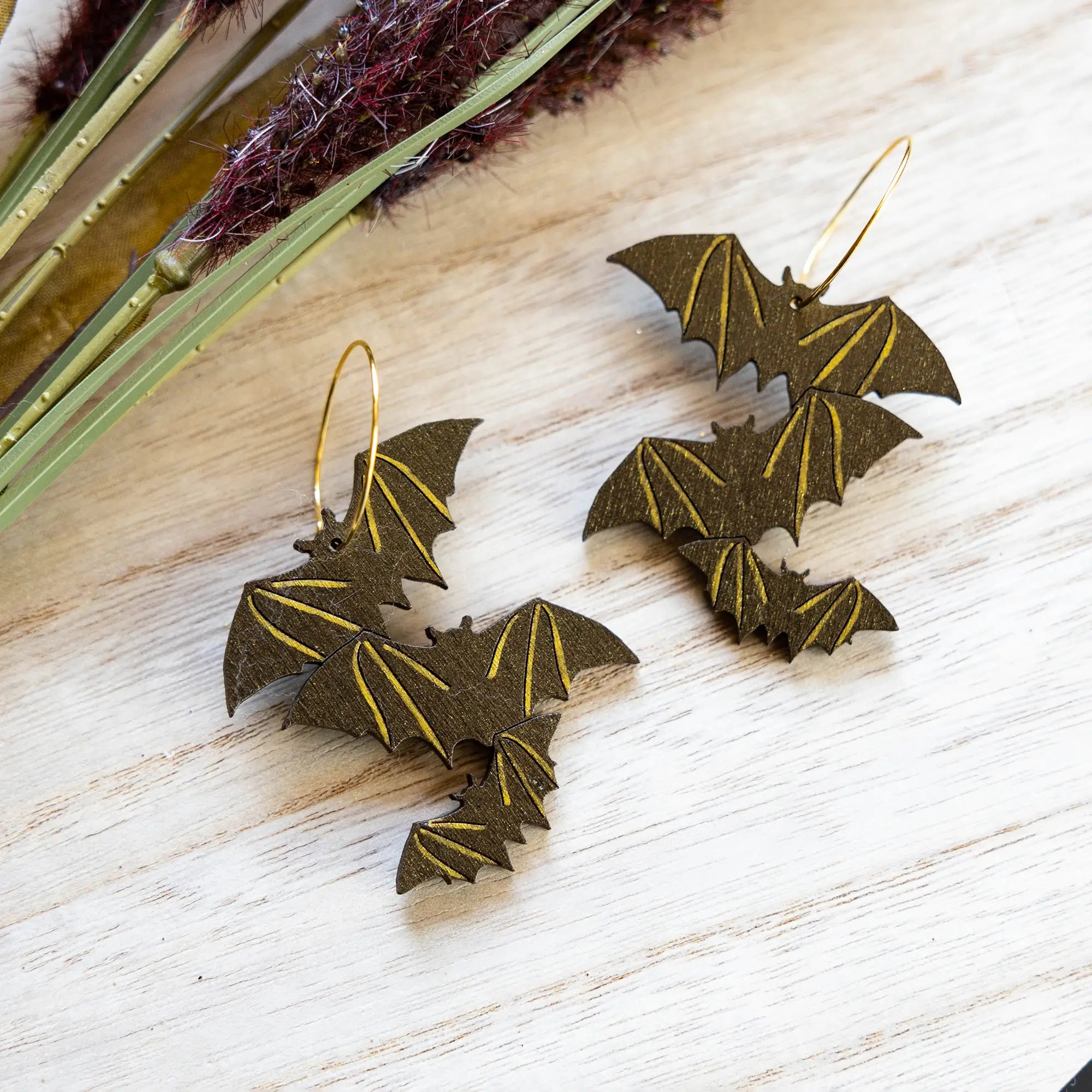 Shimmery Bat Hoops