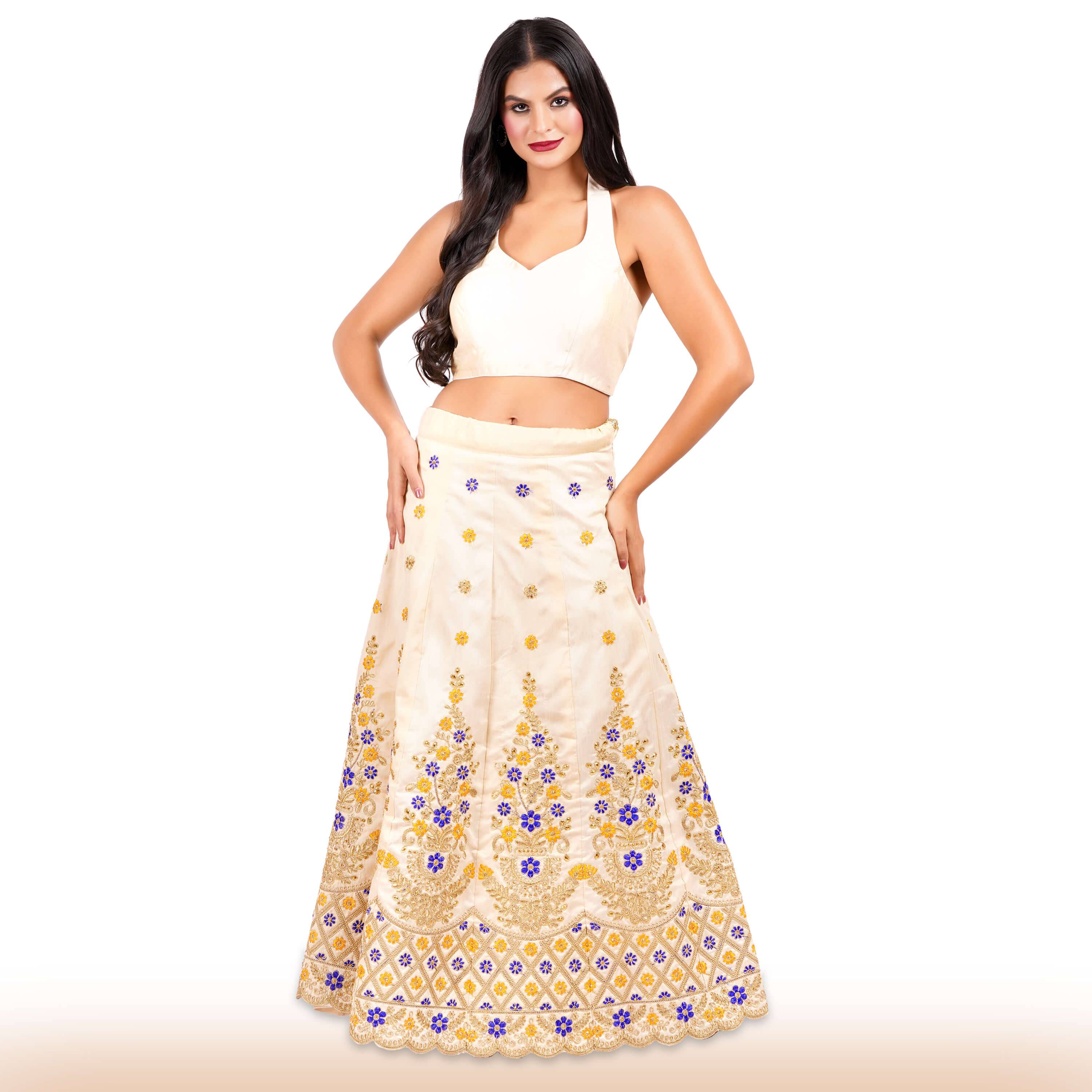 Beige Embroidered lehenga with intricate details