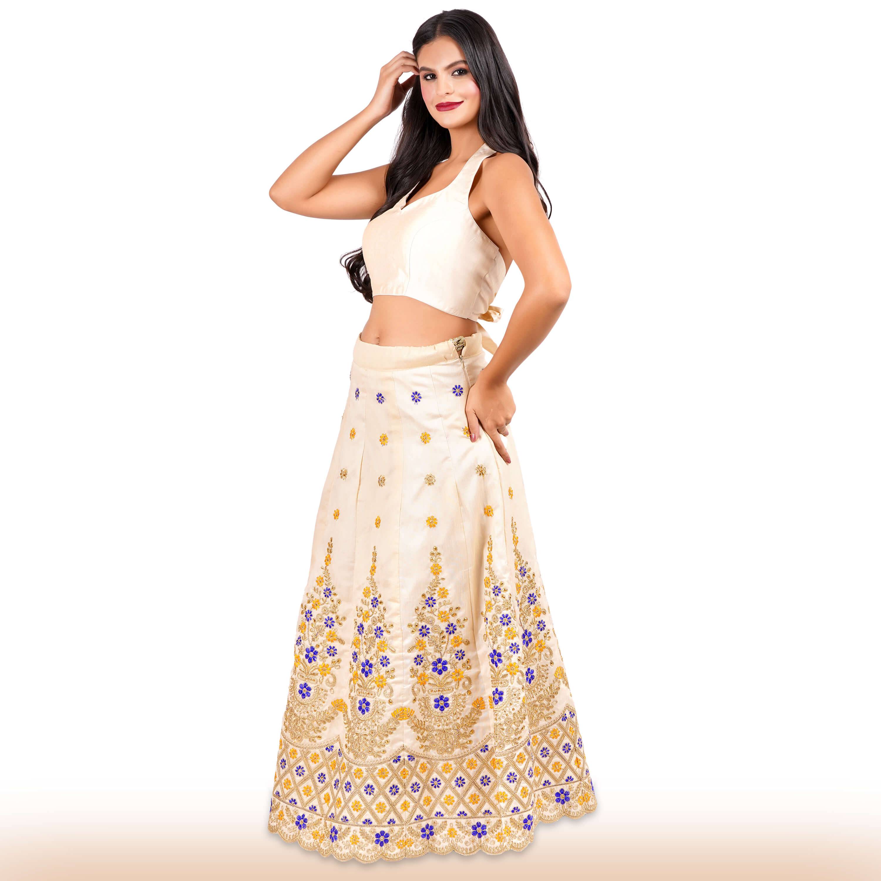 Beige Embroidered lehenga with intricate details