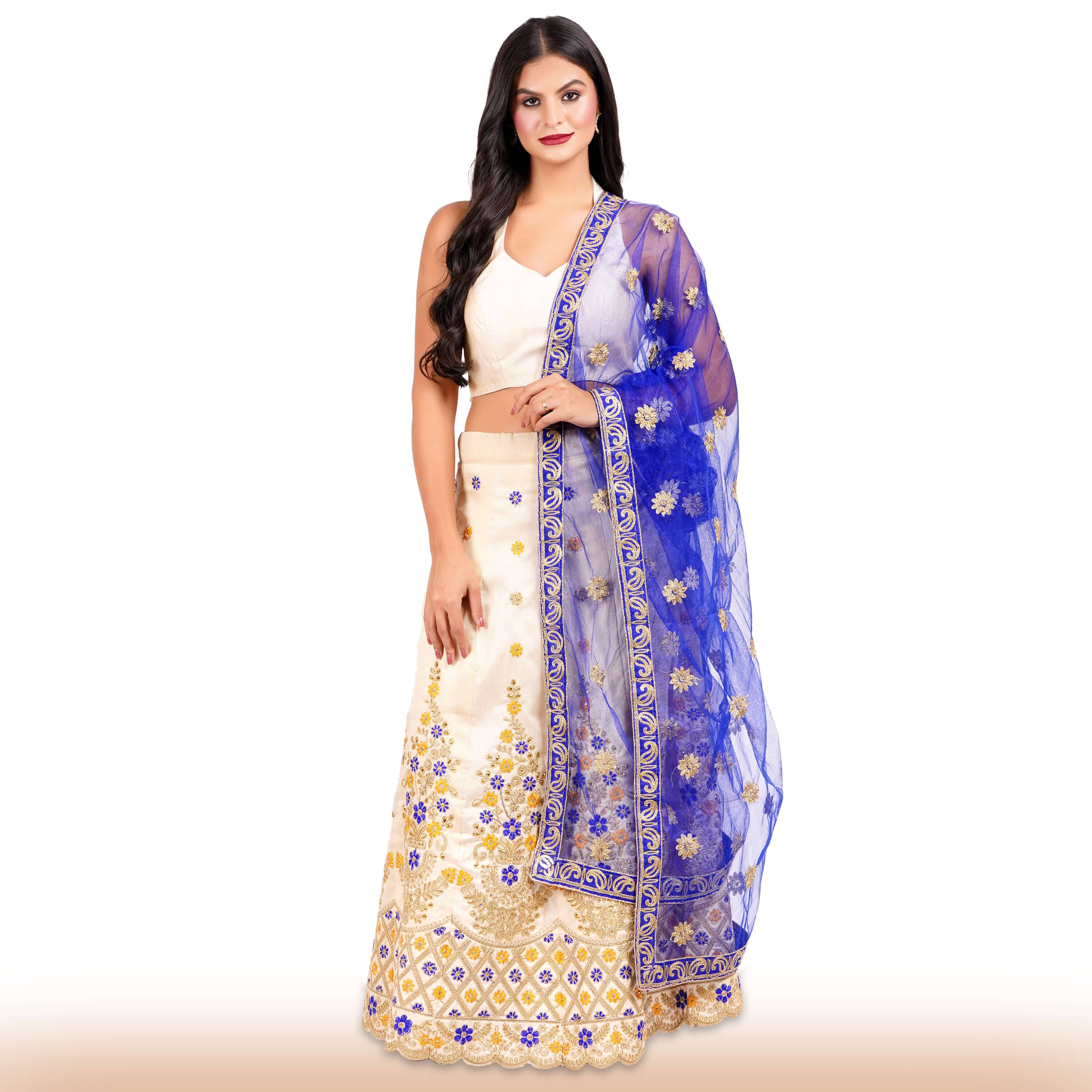Beige Embroidered lehenga with intricate details