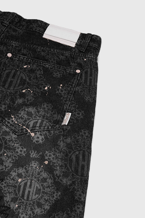 Laser Etched Painter Baggy Denim Jeans