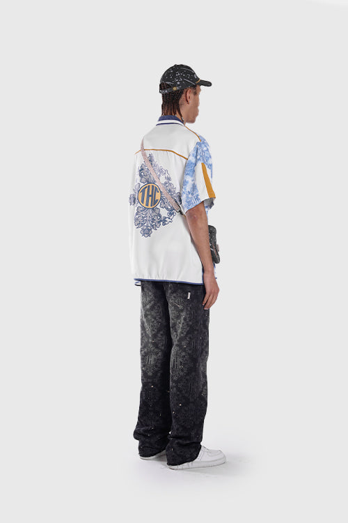 Laser Etched Painter Baggy Denim Jeans