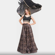 Black Floral Lehenga Choli Set For Evening Wear