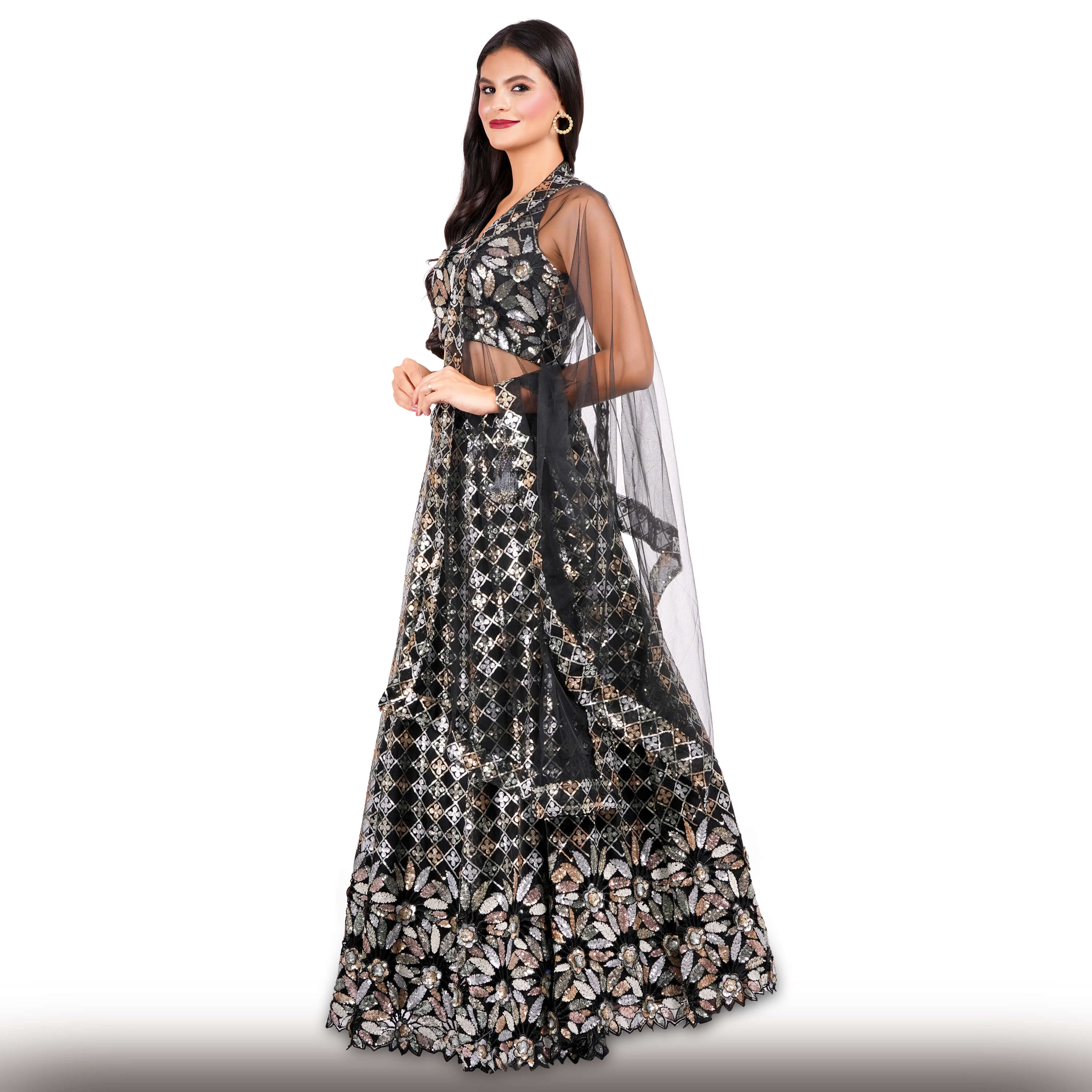 Black Sequin Party Lehenga