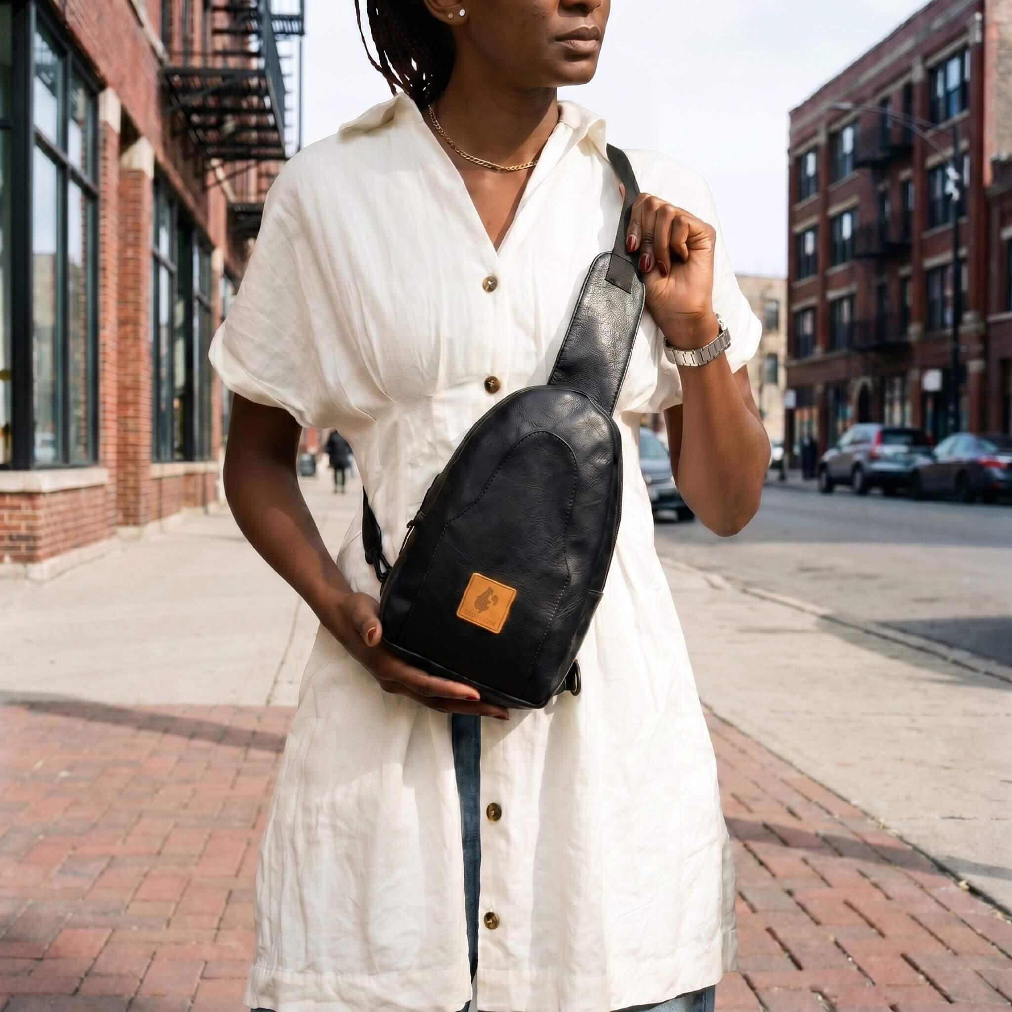 Small Vegan Leather Sling Bag - Crossbody | Buru