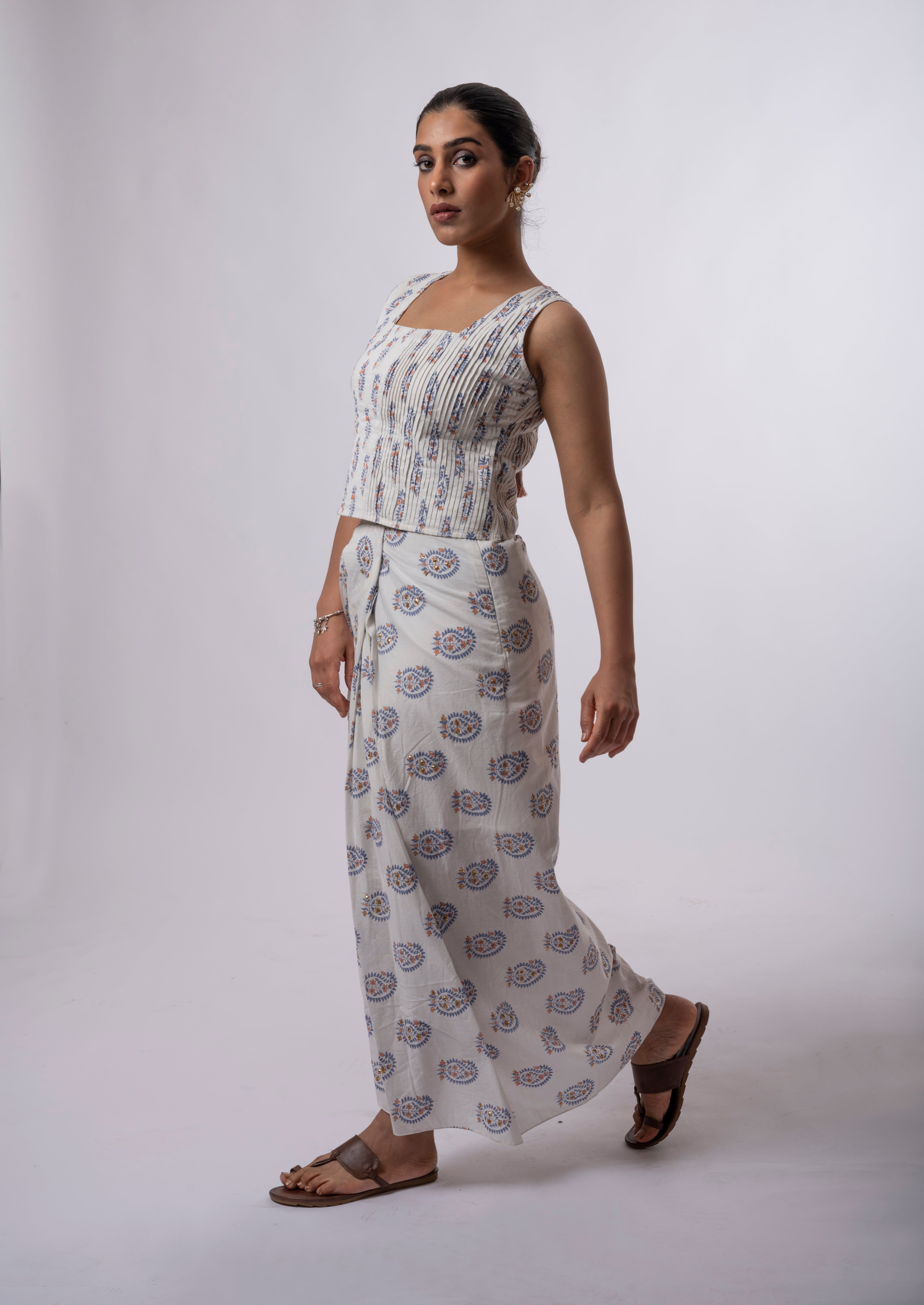 Ami Dhoti Skirt & Pleated Top Set