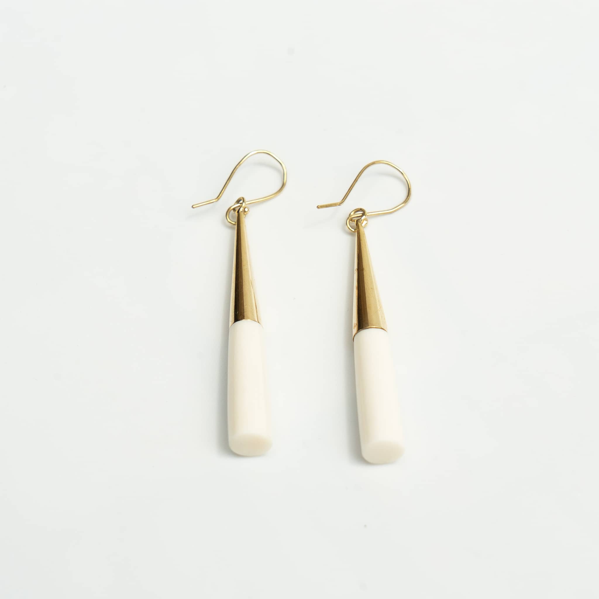 Horn and Recycled Brass Drop Hook Earrings - Lulu