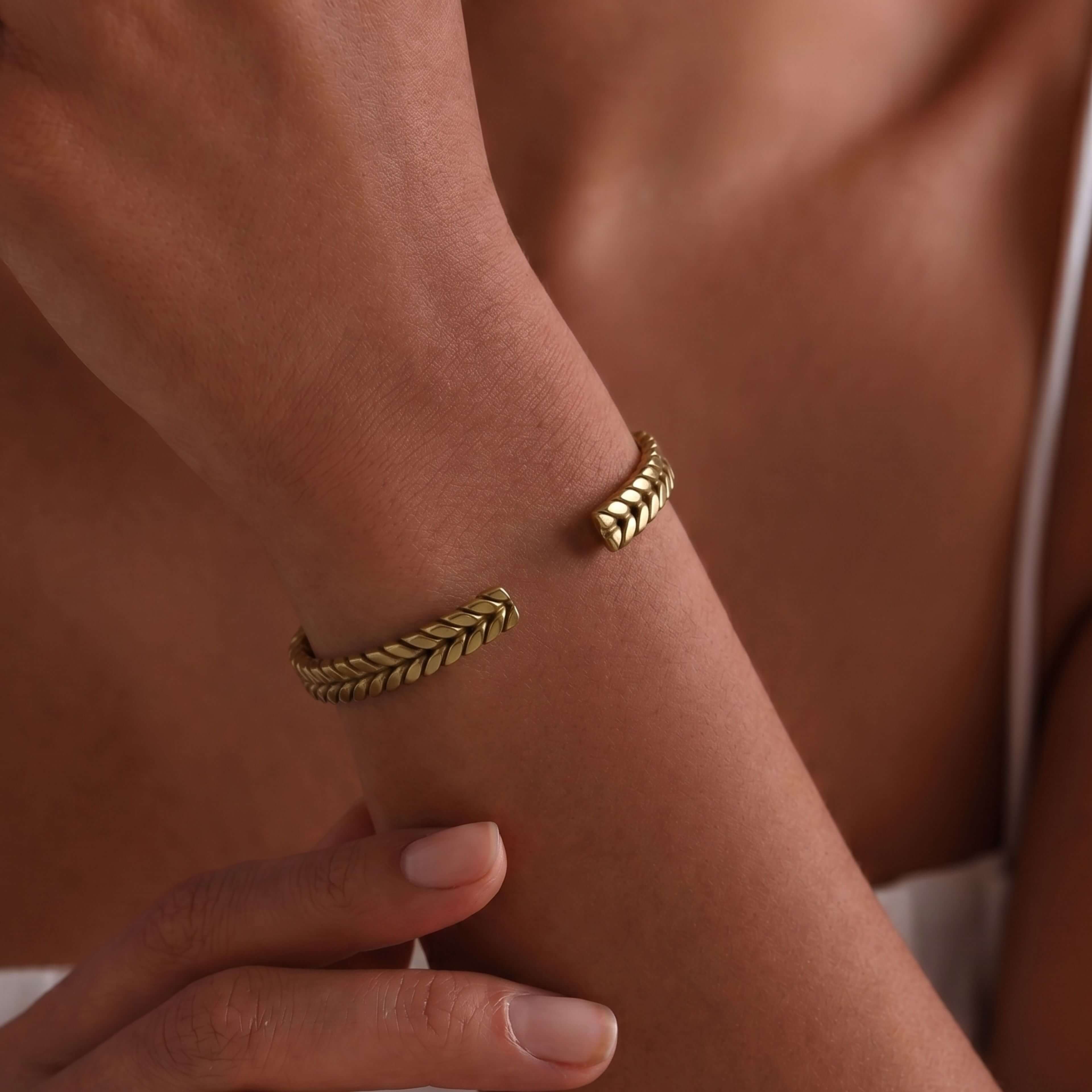 Misa Braided Brass Cuff Bracelet for Women