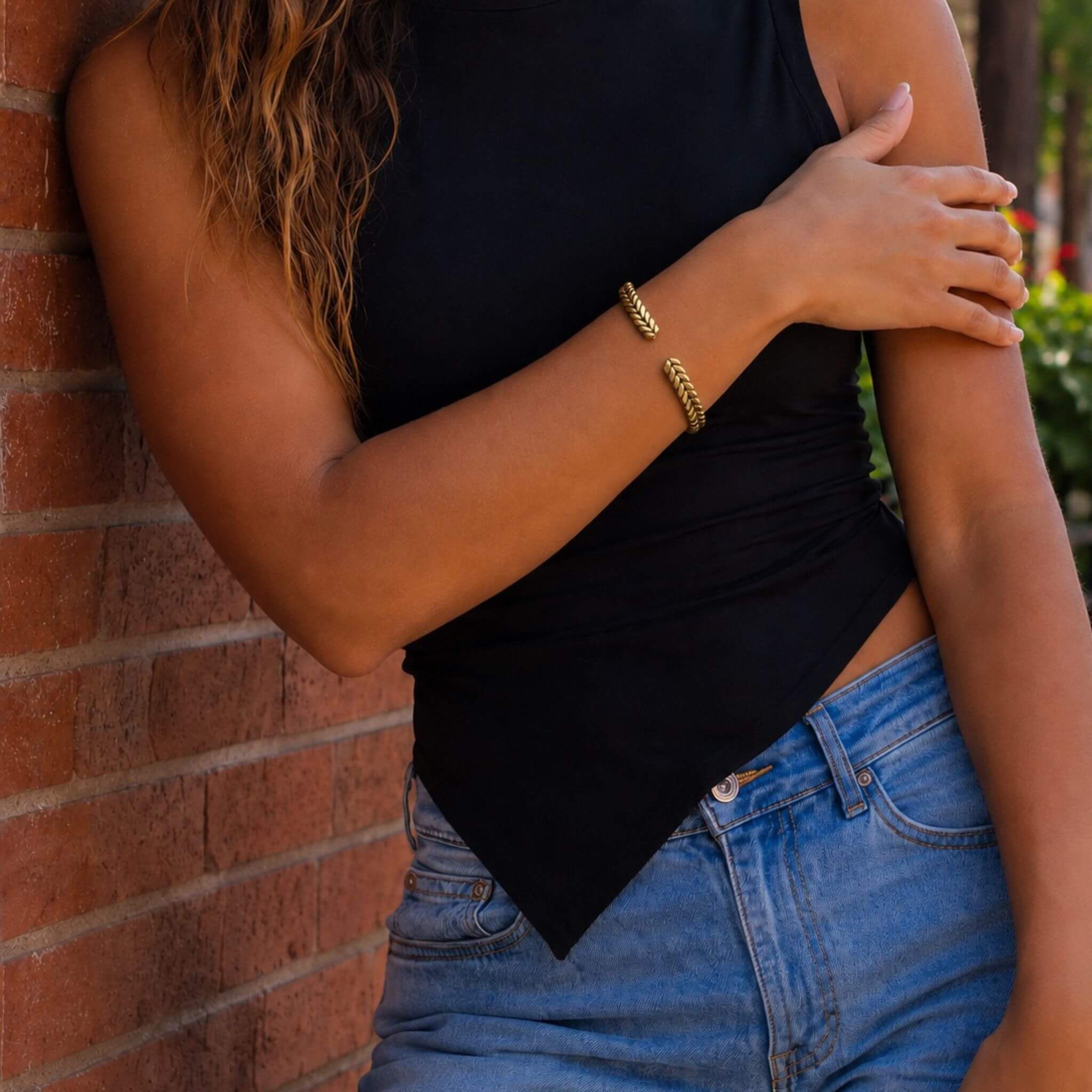 Misa Braided Brass Cuff Bracelet for Women