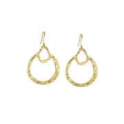 Hammered Double Teardrop Brass Earrings for Women - Kobe