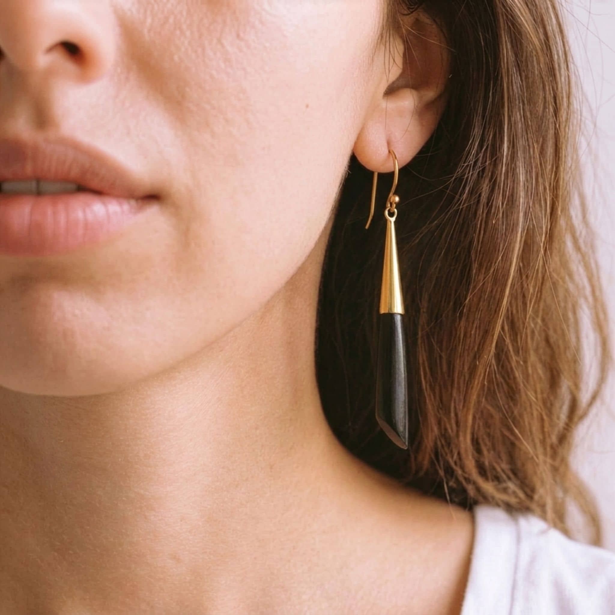 Brass Teardrop and Bone Earrings for Women - Shela
