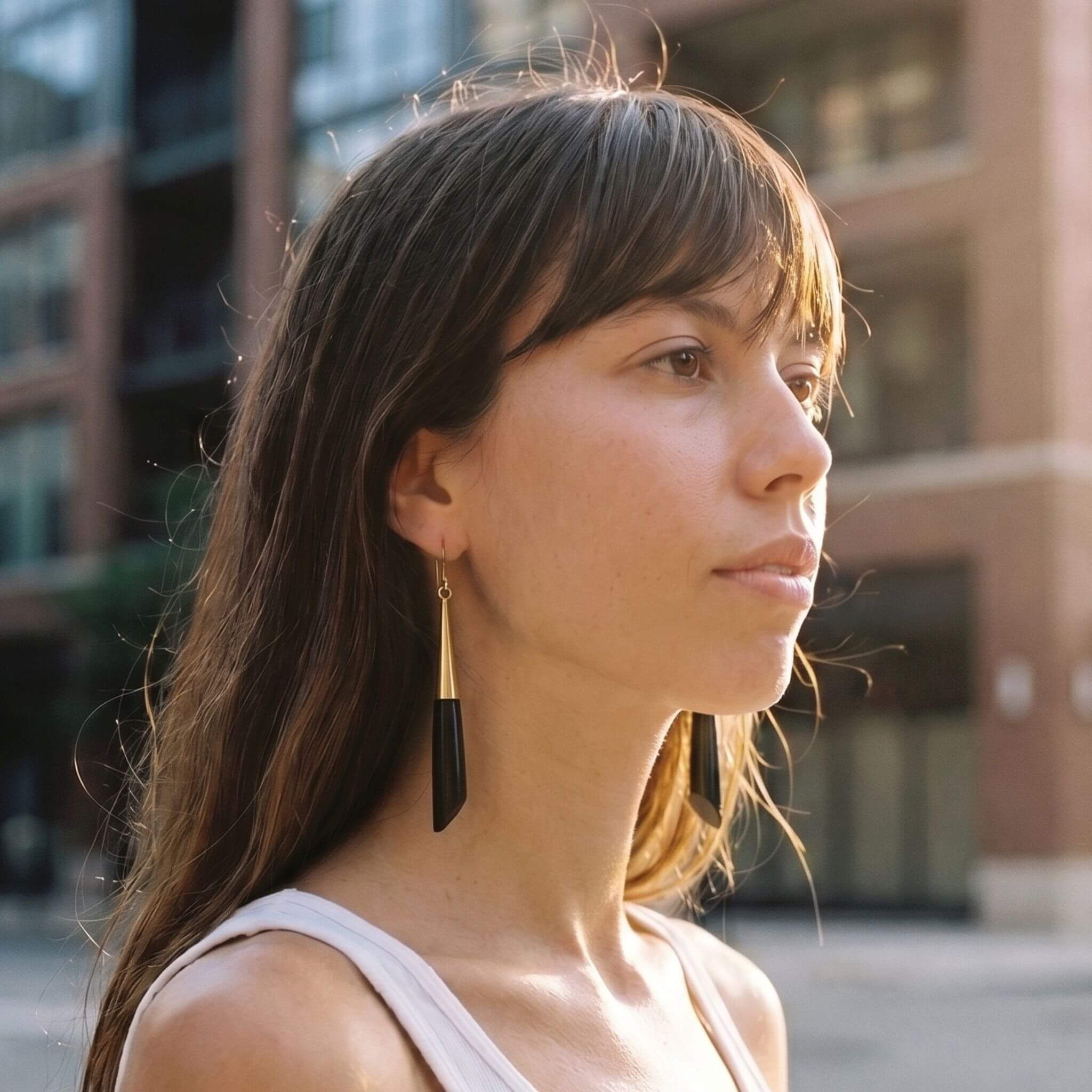 Brass Teardrop and Bone Earrings for Women - Shela