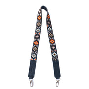 Mai Woven Bag Strap - Brown & Orange with Black Leather