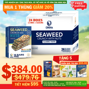 Seaweed & Nut Snack Bars Bulk Case (24 Boxes, 16 Bars Each) with Complimentary Vietnamese Snack Gift Set