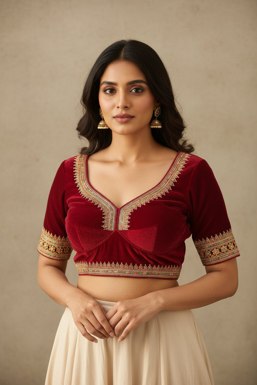 Velvet designer blouses